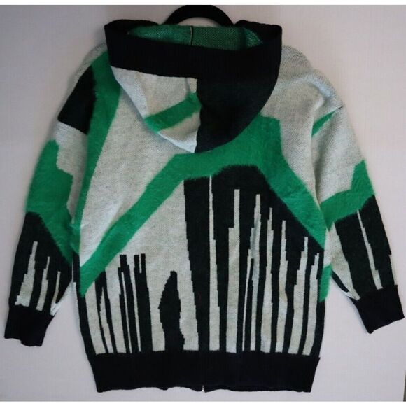 Akira T23014 Size S/M Black/Multi Full Zip Cardigan Style Hooded Sweater - Picture 5 of 9